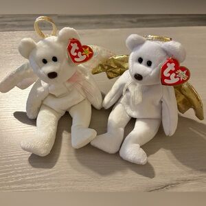 Ty 1998 Halo & 2000 Halo II - White Angel Bear Beanie Babies